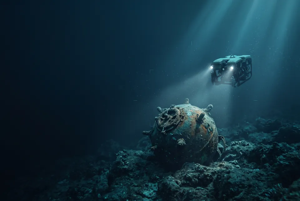 Illustration conceptuelle d’un objet ressemblant à une mine sous-marine